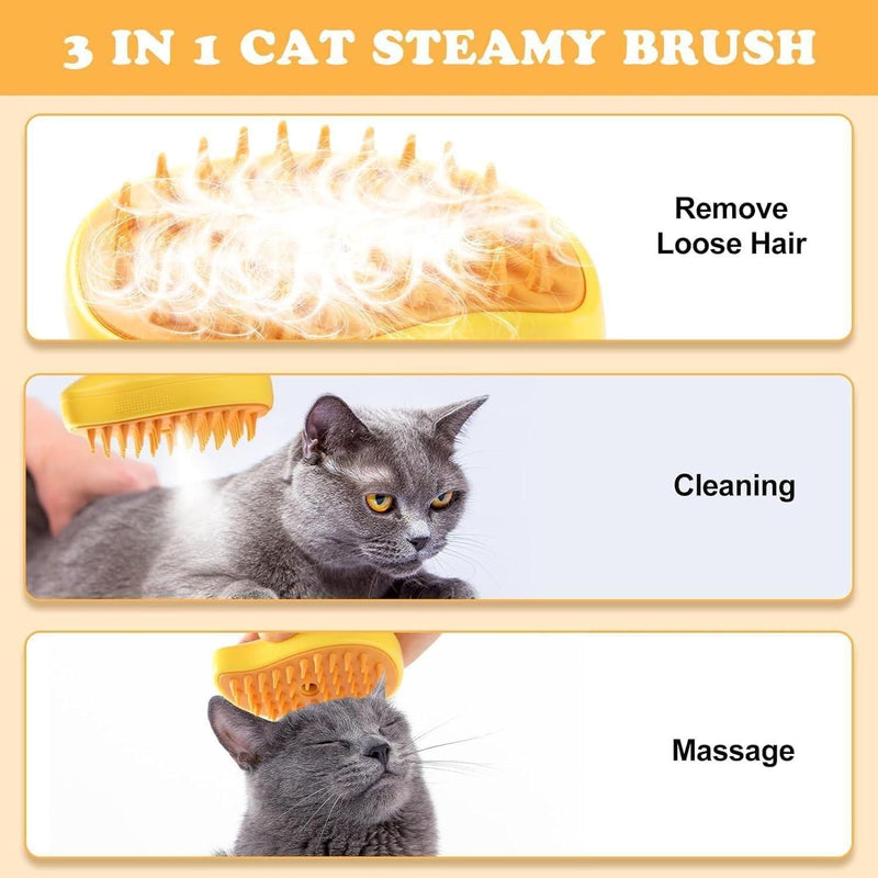 3 In 1 Steamy Pet Cat Brush Cleanser