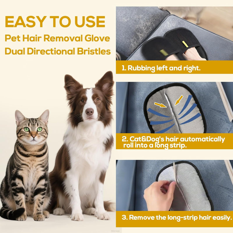 Pet Hair Removal Gloves (Pack of 2)